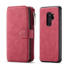 Leather Case Stands Flip Cover T03 Holder for Samsung Galaxy S9 Plus Red