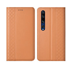 Leather Case Stands Flip Cover T03 Holder for Xiaomi Mi 10 Pro Orange