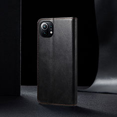 Leather Case Stands Flip Cover T03 Holder for Xiaomi Mi 11 Lite 5G Black