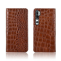 Leather Case Stands Flip Cover T03 Holder for Xiaomi Mi Note 10 Orange