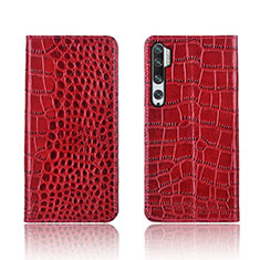 Leather Case Stands Flip Cover T03 Holder for Xiaomi Mi Note 10 Red