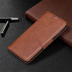 Leather Case Stands Flip Cover T03 Holder for Xiaomi Redmi 10X 4G Brown