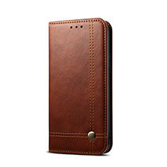 Leather Case Stands Flip Cover T03 Holder for Xiaomi Redmi 9A Brown