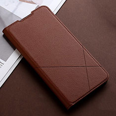 Leather Case Stands Flip Cover T03 Holder for Xiaomi Redmi Note 8 (2021) Brown