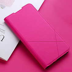 Leather Case Stands Flip Cover T03 Holder for Xiaomi Redmi Note 8 (2021) Hot Pink