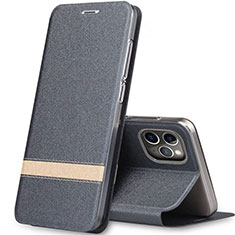 Leather Case Stands Flip Cover T04 Holder for Apple iPhone 11 Pro Dark Gray