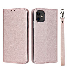 Leather Case Stands Flip Cover T04 Holder for Apple iPhone 11 Rose Gold