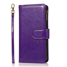 Leather Case Stands Flip Cover T04 Holder for Apple iPhone 12 Mini Purple