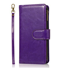 Leather Case Stands Flip Cover T04 Holder for Apple iPhone 12 Purple