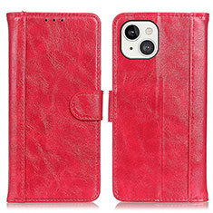 Leather Case Stands Flip Cover T04 Holder for Apple iPhone 13 Red