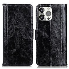 Leather Case Stands Flip Cover T04 Holder for Apple iPhone 14 Pro Black