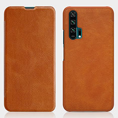 Leather Case Stands Flip Cover T04 Holder for Huawei Honor 20 Pro Orange