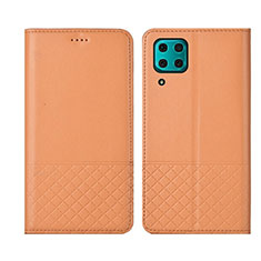 Leather Case Stands Flip Cover T04 Holder for Huawei Nova 6 SE Orange