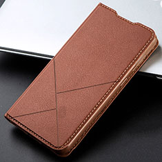 Leather Case Stands Flip Cover T04 Holder for Huawei P30 Brown