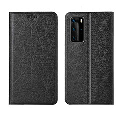 Leather Case Stands Flip Cover T04 Holder for Huawei P40 Pro Black