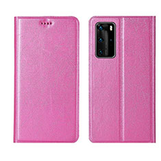 Leather Case Stands Flip Cover T04 Holder for Huawei P40 Pro Pink