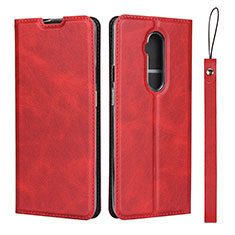 Leather Case Stands Flip Cover T04 Holder for OnePlus 7T Pro Red