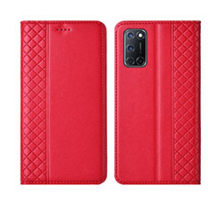 Leather Case Stands Flip Cover T04 Holder for Oppo A52 Red