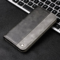 Leather Case Stands Flip Cover T04 Holder for Samsung Galaxy A70 Gray