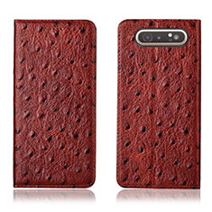 Leather Case Stands Flip Cover T04 Holder for Samsung Galaxy A90 4G Red