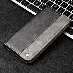 Leather Case Stands Flip Cover T04 Holder for Samsung Galaxy Note 10 5G Gray