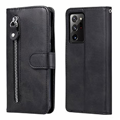 Leather Case Stands Flip Cover T04 Holder for Samsung Galaxy Note 20 Ultra 5G Black