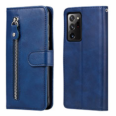 Leather Case Stands Flip Cover T04 Holder for Samsung Galaxy Note 20 Ultra 5G Blue