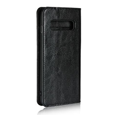 Leather Case Stands Flip Cover T04 Holder for Samsung Galaxy S10 5G Black