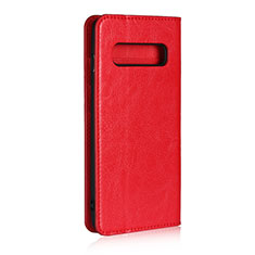 Leather Case Stands Flip Cover T04 Holder for Samsung Galaxy S10 5G Red