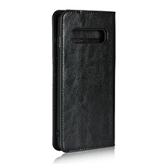 Leather Case Stands Flip Cover T04 Holder for Samsung Galaxy S10 Black