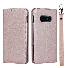 Leather Case Stands Flip Cover T04 Holder for Samsung Galaxy S10e Rose Gold