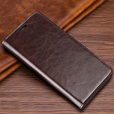 Leather Case Stands Flip Cover T04 Holder for Samsung Galaxy S20 Ultra 5G Brown
