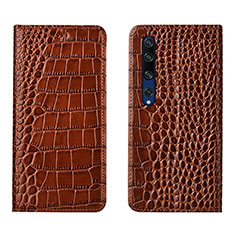 Leather Case Stands Flip Cover T04 Holder for Xiaomi Mi 10 Orange