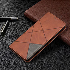 Leather Case Stands Flip Cover T04 Holder for Xiaomi Mi 10T Lite 5G Brown