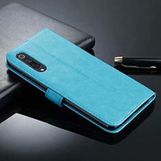 Leather Case Stands Flip Cover T04 Holder for Xiaomi Mi A3 Cyan