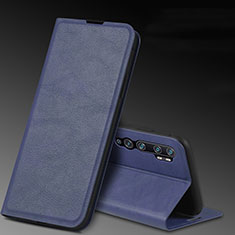 Leather Case Stands Flip Cover T04 Holder for Xiaomi Mi Note 10 Pro Blue