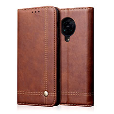 Leather Case Stands Flip Cover T04 Holder for Xiaomi Poco F2 Pro Brown