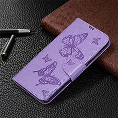 Leather Case Stands Flip Cover T04 Holder for Xiaomi Redmi 10X 4G Purple