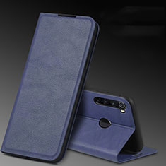 Leather Case Stands Flip Cover T04 Holder for Xiaomi Redmi Note 8 (2021) Blue