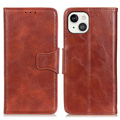Leather Case Stands Flip Cover T05 Holder for Apple iPhone 13 Brown