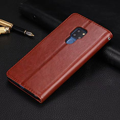Leather Case Stands Flip Cover T05 Holder for Huawei Mate 20 X 5G Brown