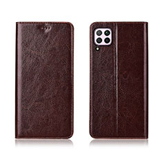 Leather Case Stands Flip Cover T05 Holder for Huawei Nova 7i Brown