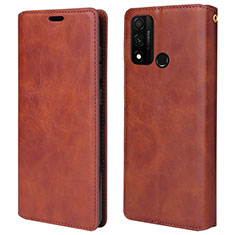 Leather Case Stands Flip Cover T05 Holder for Huawei P Smart (2020) Brown
