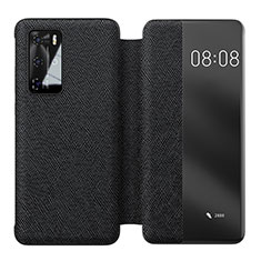 Leather Case Stands Flip Cover T05 Holder for Huawei P40 Pro Black