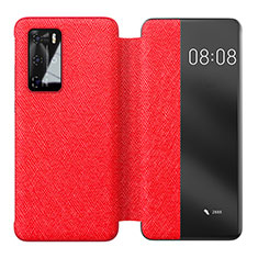 Leather Case Stands Flip Cover T05 Holder for Huawei P40 Pro Red