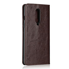 Leather Case Stands Flip Cover T05 Holder for OnePlus 8 Brown