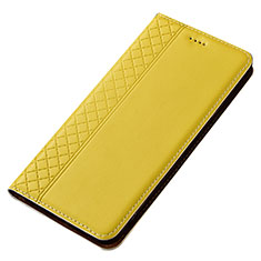 Leather Case Stands Flip Cover T05 Holder for Samsung Galaxy A70S Yellow
