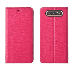 Leather Case Stands Flip Cover T05 Holder for Samsung Galaxy A90 4G Hot Pink