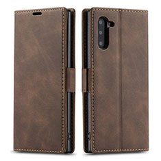 Leather Case Stands Flip Cover T05 Holder for Samsung Galaxy Note 10 5G Brown