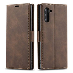 Leather Case Stands Flip Cover T05 Holder for Samsung Galaxy Note 10 Brown